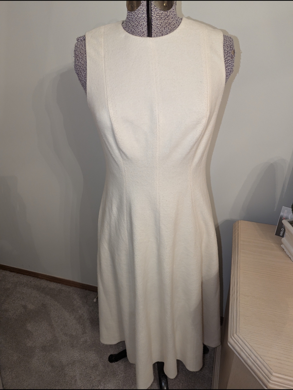 Vince Cream Sleeveless Midi A-Line Dress